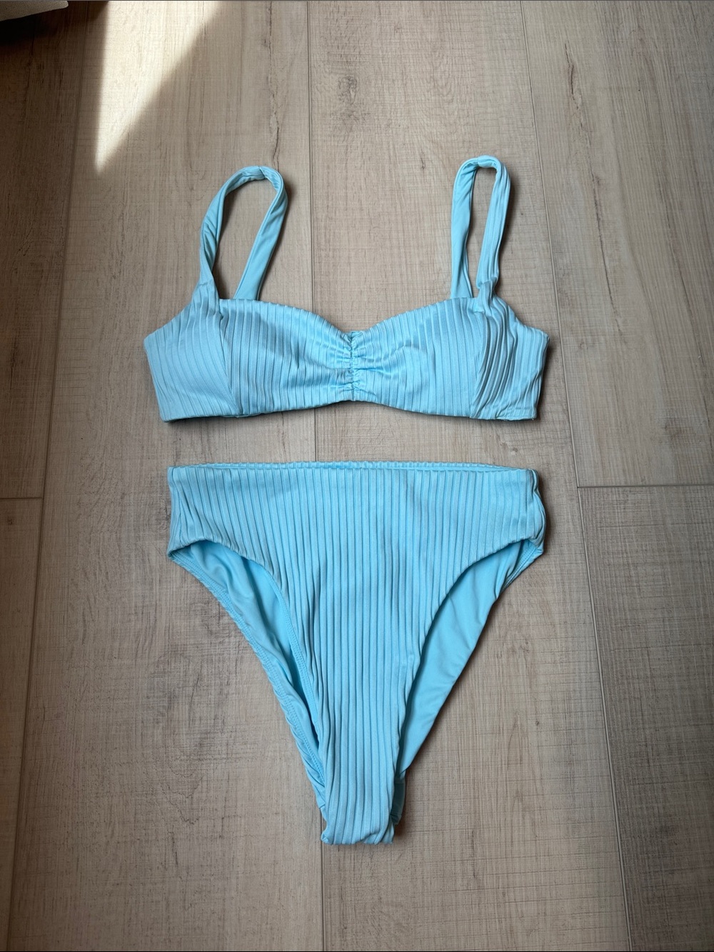 l*space Savannah and Effie Blue Ribbed High-Waist Bikini